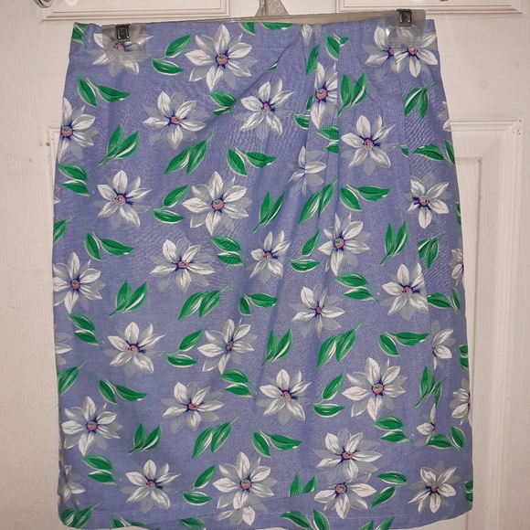 Cotton Chambray Flowered Wrap Mini Skirt - Picture 1 of 4